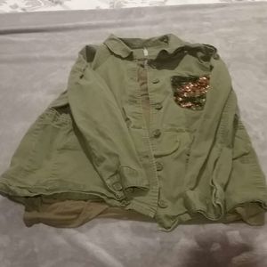 army green jacket with matching shirt